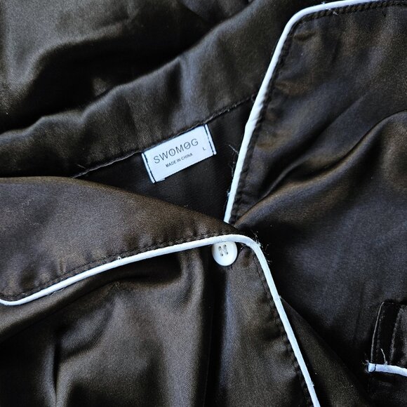 AMAZON, Black satin silk pyjamas set - Picture 13 of 13